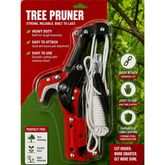 2-in-1 Tree Pruner Pole Saw Head with Bypass Pruner | SK5 Alloy Steel Branch Cutter | Cord-Controlled Pole Saw for High Tree Pruning & Gardening | FarmersHub