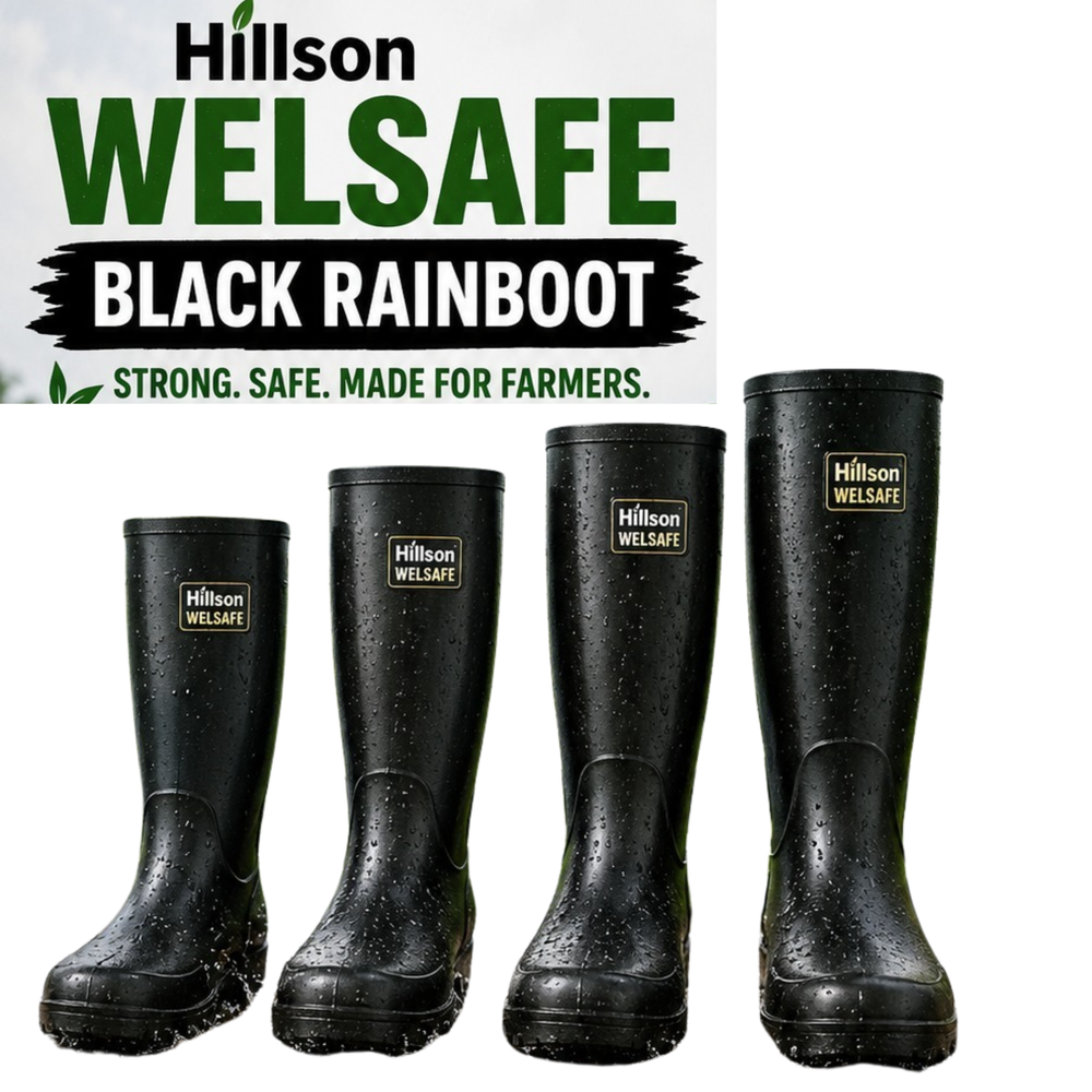 Hillson Hitter Waterproof Safety Gumboots for Men | Anti-Skid PVC Work Boots for Agriculture & Construction