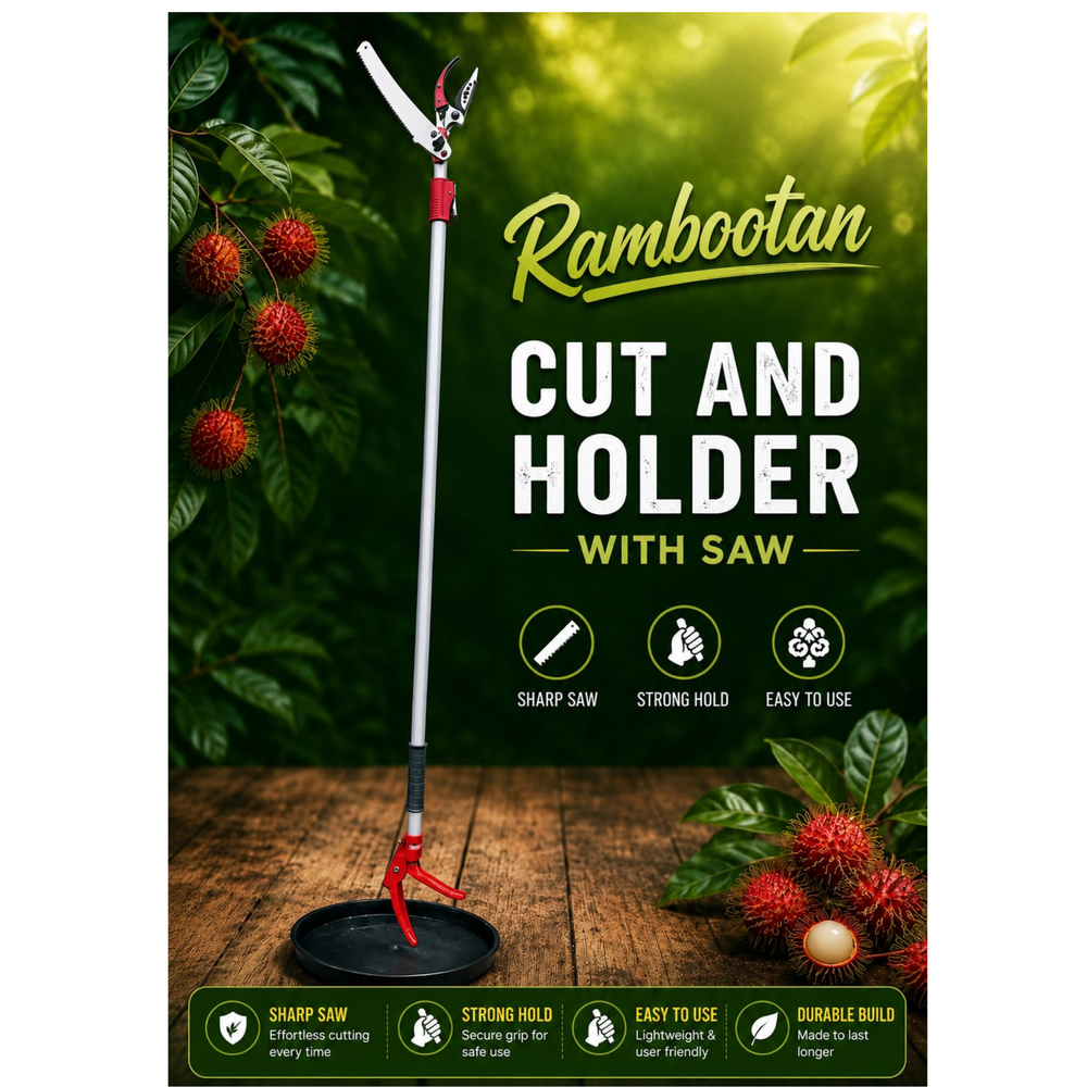 Aluminium 12 ft Long Reach Cut & Hold Rambootan Plucker