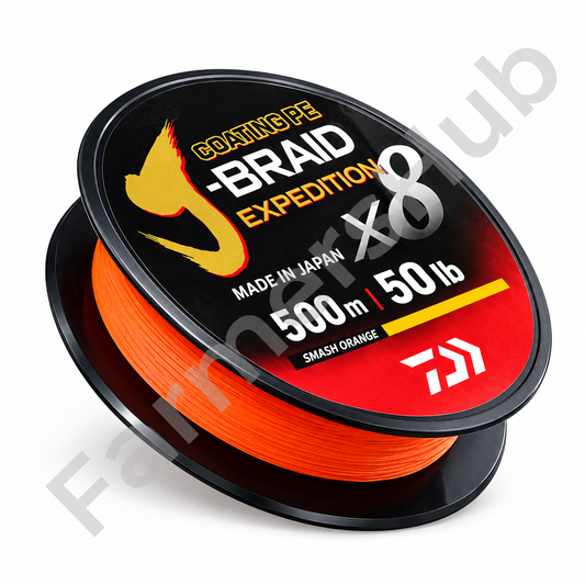 Daiwa J-Braid Expedition X8 500m Smash Orange 50lb - FarmersHub