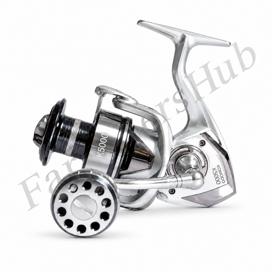 Lucana Komodo K5000 spinning reel with FarmersHub watermark