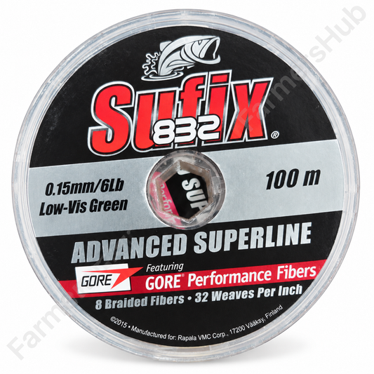 SUFIX 832 Advanced Superline 100 m 6 lb Low-Vis Green spool – FarmersHub Trivandrum